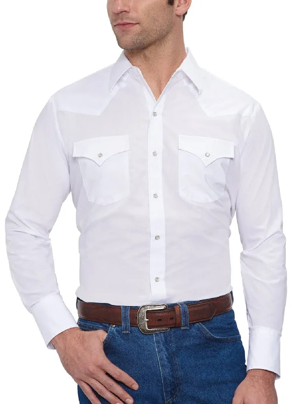 Ely & Walker Solid White long sleeve Western Shirt