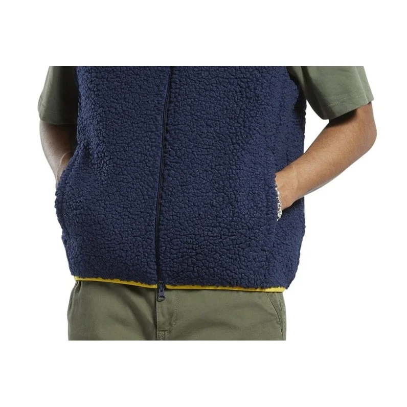 Reebok Men's Reversible Cord Sherpa-Fleece Vest Blue Size X-Large