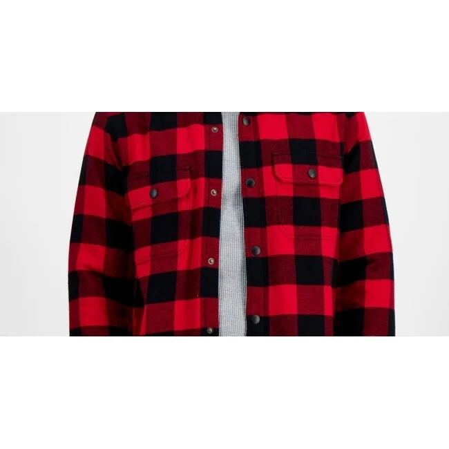 Sun + Stone Men's Carter Buffalo Plaid Long Sleeve Button Up Flannel Shirt Jacket Red Size Small