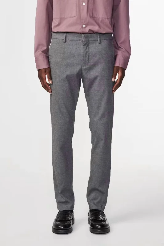 Theo Melange Tailored Slim Fit Chino Pants In Dark Grey