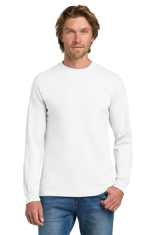 Gildan Mens Long Sleeve Crewneck T-Shirt - White