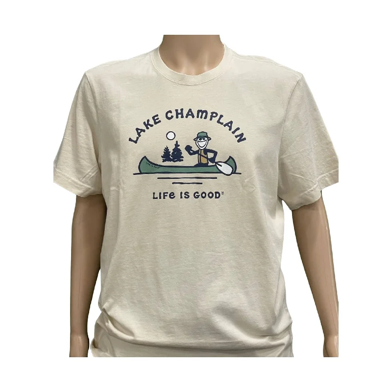 Life Is Good Men's Lake Champlain Exclusive Canoe Tee - Putty White