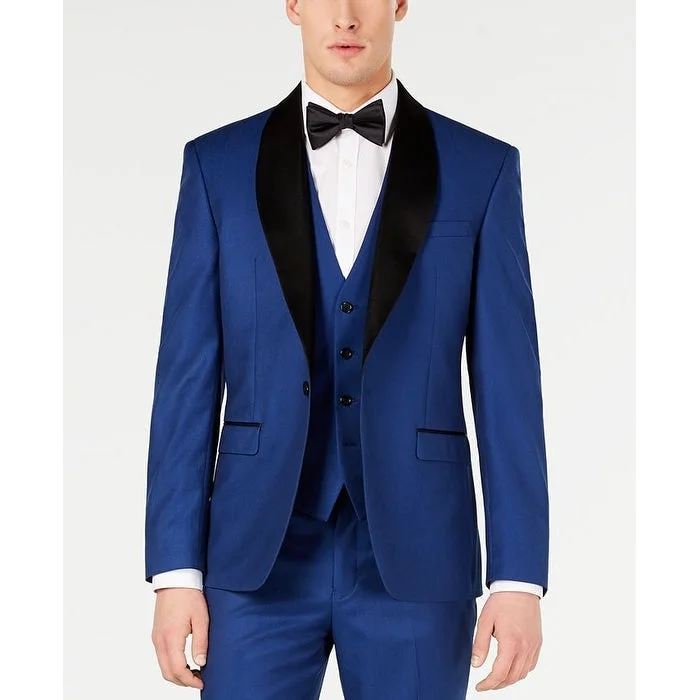 Ryan Seacrest Distinction Men's Color Block Formal Jacket Blue Size 42