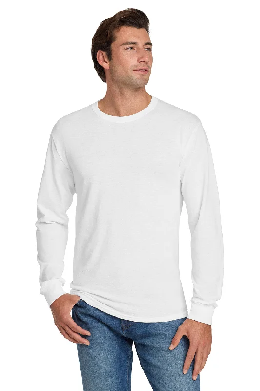 Jerzees Mens Dri-Power Moisture Wicking Long Sleeve Crewneck T-Shirt - White