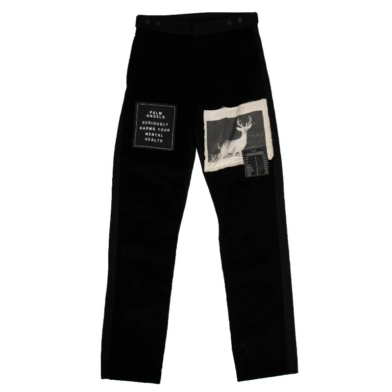 Men's Black Corduroy Patches Pants