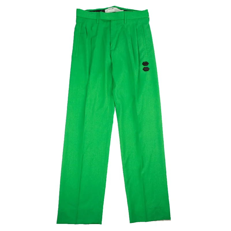 Green Straight-Leg Tailored Pants