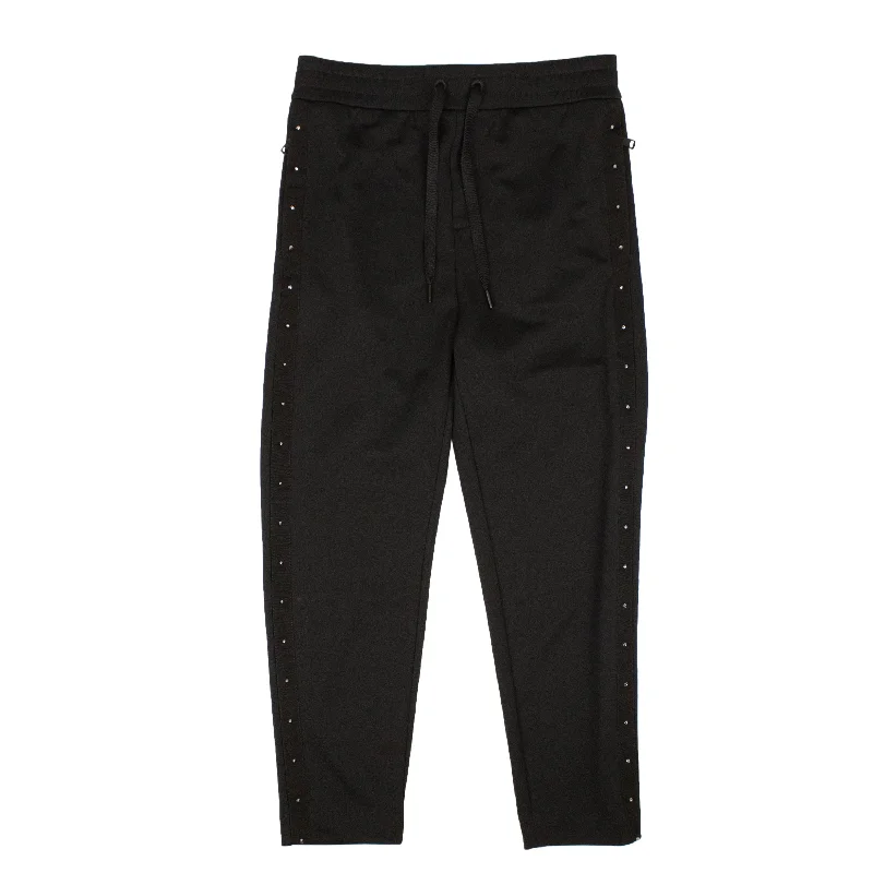 Black Cotton Studded Detail Sweatpants