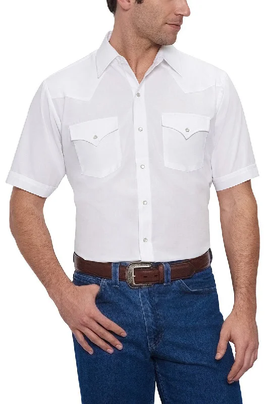 Men's Ely Cattleman Solid White Short Sleeve Western Snap Shirt