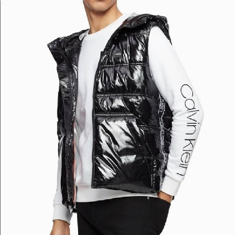 Calvin Klein Men's Hooded Puffer Vest Charcoal Size X-Large