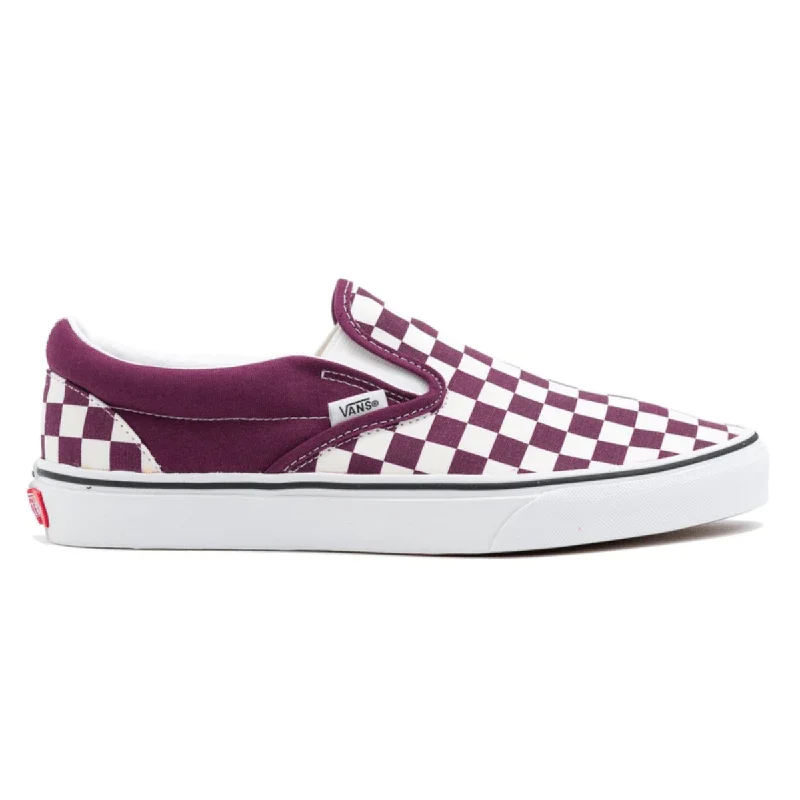 Stylish leather shoes for men-Classic Slip-On Checkerboard Grape