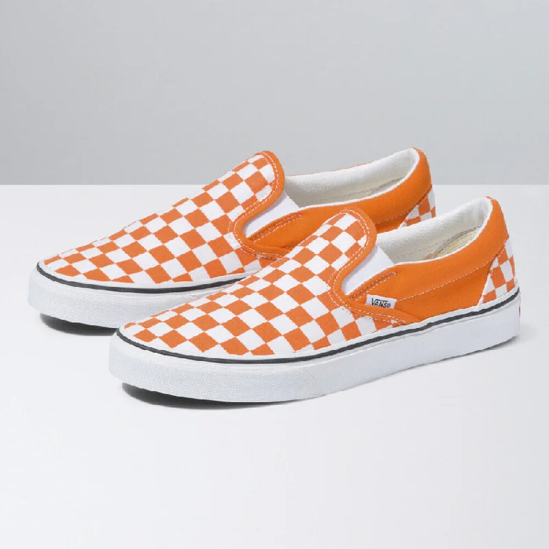 Trendy sneakers for men with padded insoles-Classic Slip-On Orange Tiger/True White Checkerboard