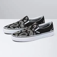 Stylish men sneakers with breathable fabric-Classic Slip On Peace Paisley Black/True White