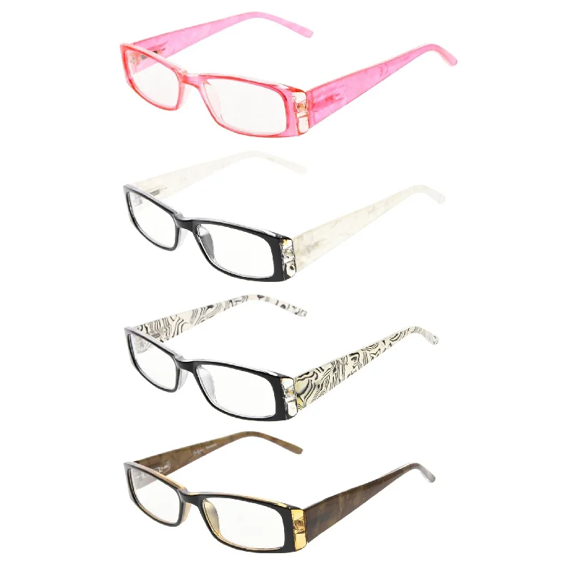 4 Pack Gem Pattern Arms Reading Glasses R006-C1-C4