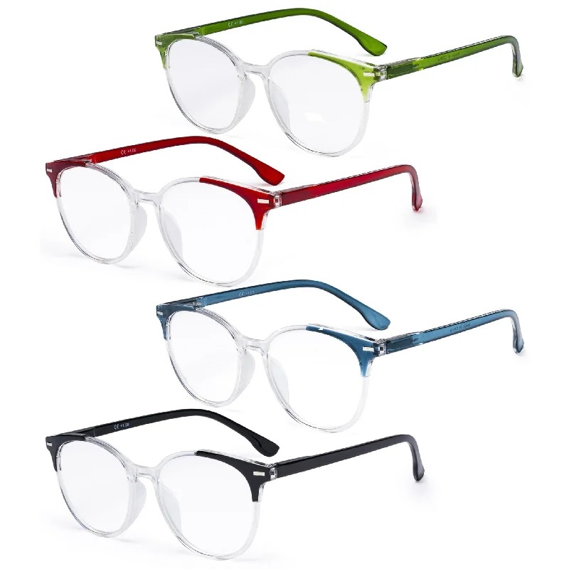 4 Pack Stylish Design Round Ladies Reading Glasses R9002C