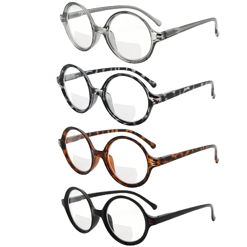 4 Pack Stylish Round Bifocal Reading Glasses BR2025