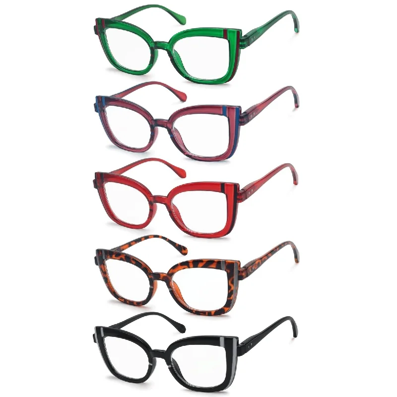 5 Pack Cat-eye Reading Glasses Cute Readers R2117