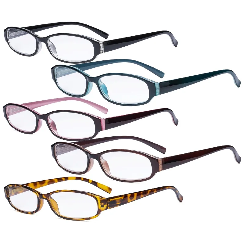 5 Pack Classic Small Reading Glasses Narrow Lens R9104K