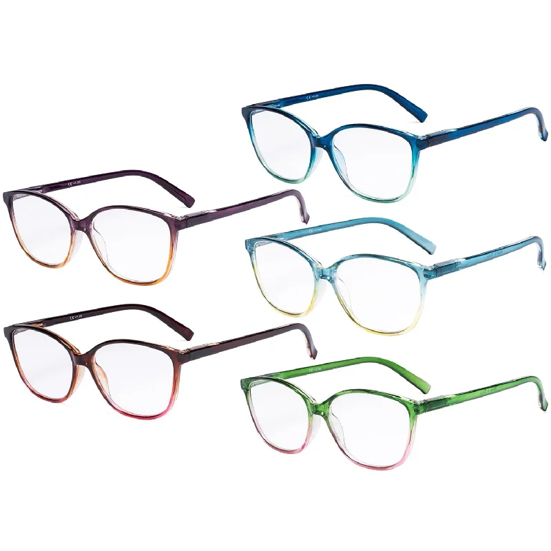 5 Pack Stylish Reading Glasses Two-tone Readers RFH2