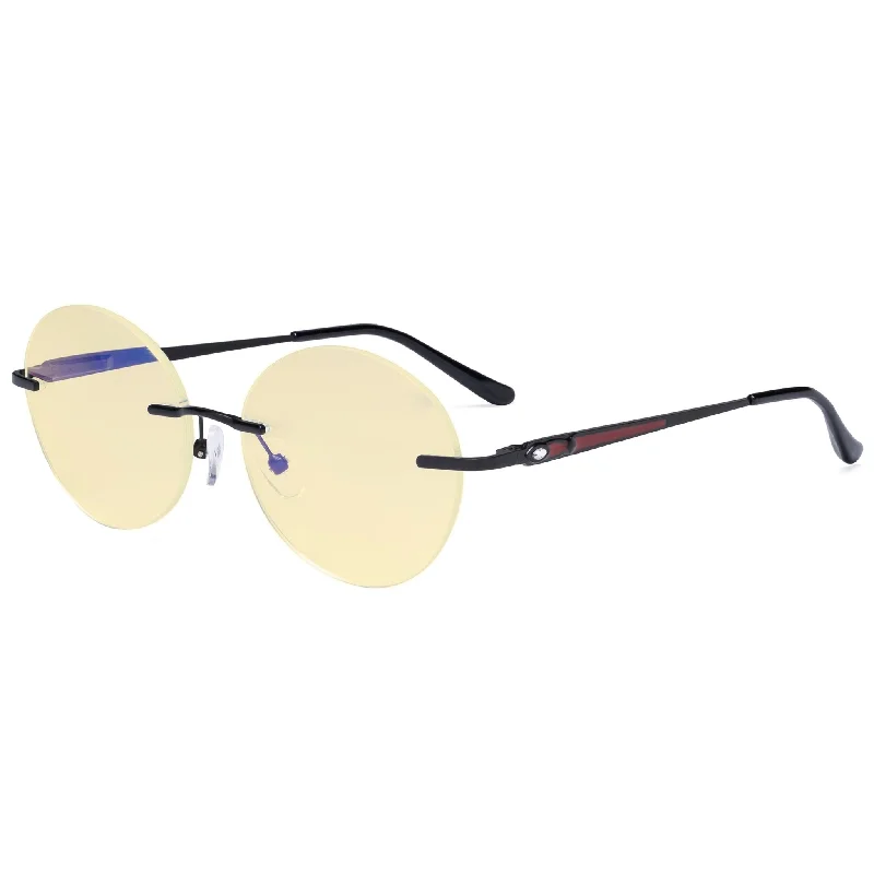 Round Rimless Blue Light Blocking Reading Glasses TMWK9910A