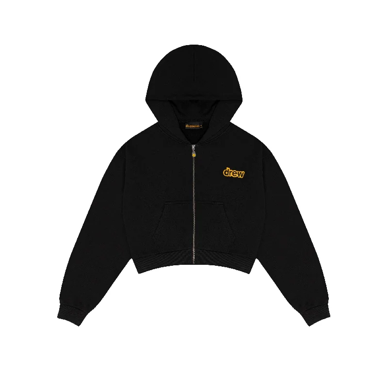 cropped zip up hoodie - black