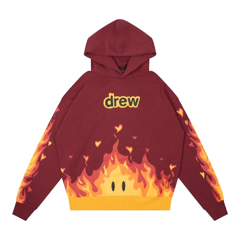 drew house fire hoodie - burgundy