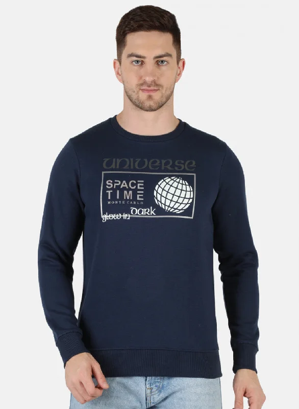 Men Blue Printed Sweatshirt