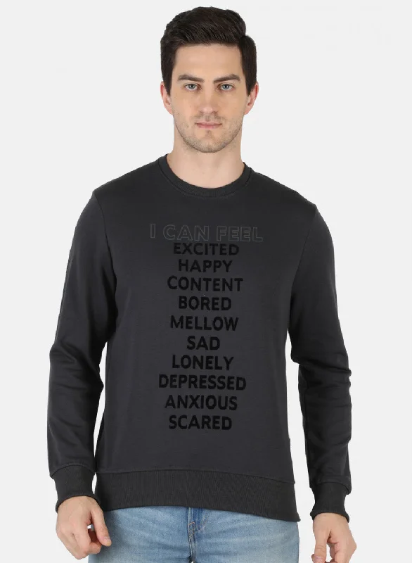 Men Grey Printed Sweatshirt