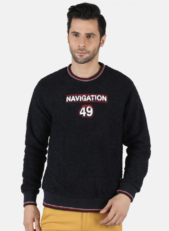 Men NAvy Blue Printed Sweatshirt