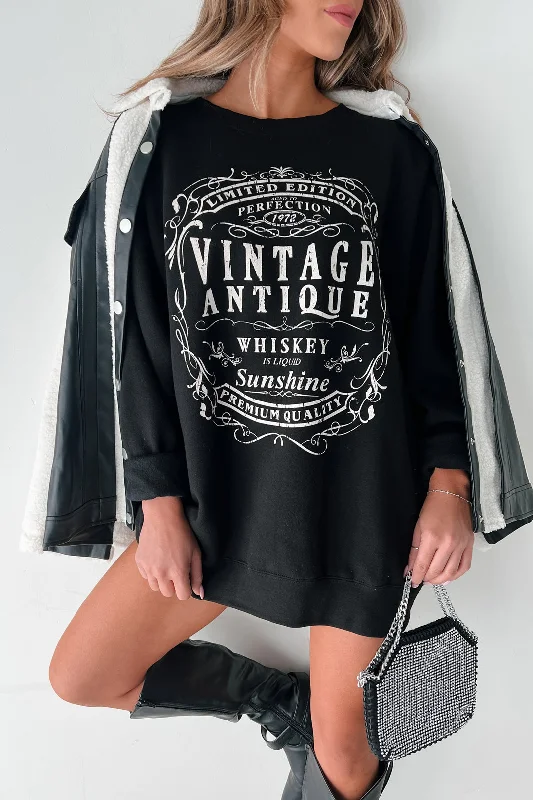 "Vintage Antique Whiskey" Graphic Sweatshirt (Black)