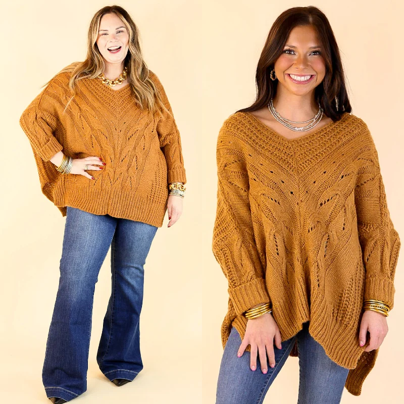 Crisp Morning Air Oversized Dolman 3/4 Sleeve Sweater in Camel Brown