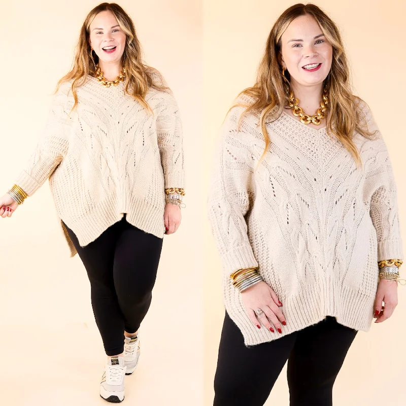 Crisp Morning Air Oversized Dolman 3/4 Sleeve Sweater in Ivory