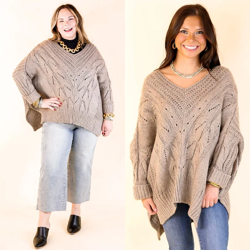 Crisp Morning Air Oversized Dolman 3/4 Sleeve Sweater in Stone Grey