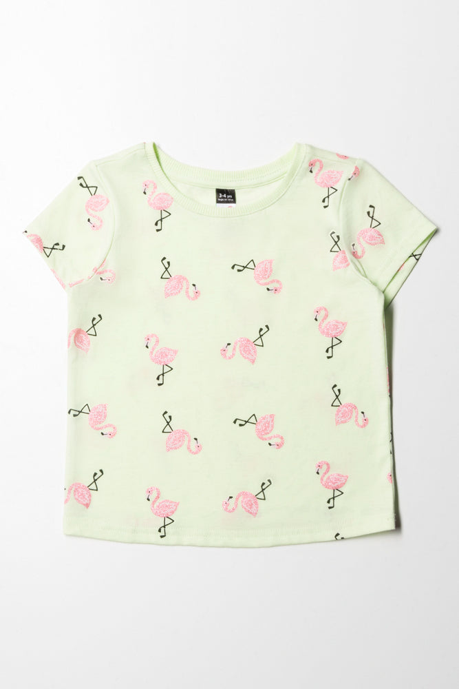 Flamingo Printed T-Shirt Light Green