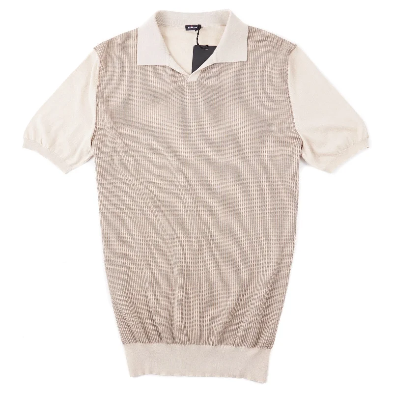 Kiton Short-Sleeve Knit Cotton Polo Sweater