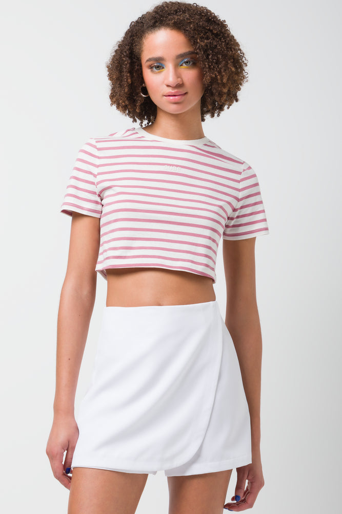 Stripe Cropped Top Mid Pink