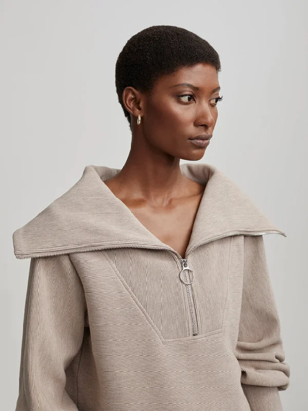 Vine Half-Zip Pullover in Taupe Marl