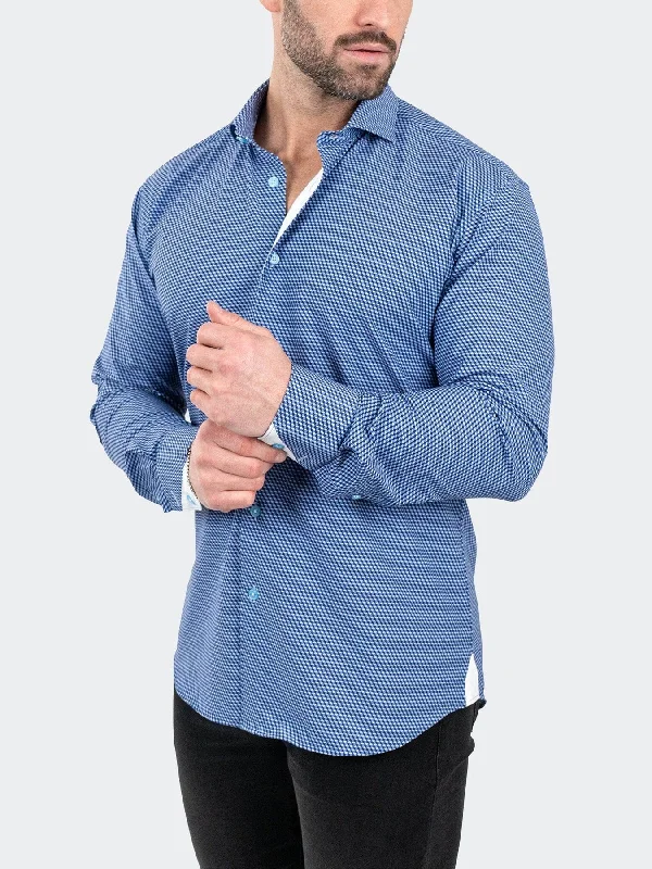 3D Cube Print Performance Long Sleeve Shirt - Blue