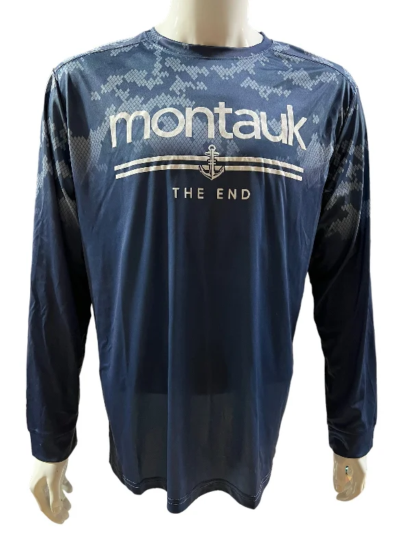 Adult Montauk The End Anchor DriFit UBF 50 UV Performance Two-Tone Long Sleeve Tee