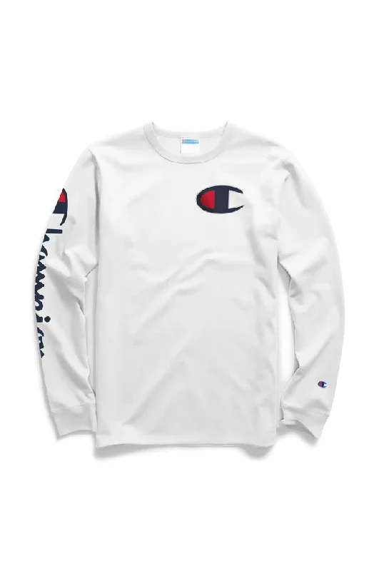 Champion Heritage Long-Sleeve Tee, Big C & Vertical Logo