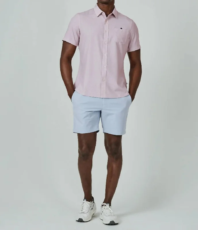 Cortes Short Sleeve Button Down Shirt In Stone Rose