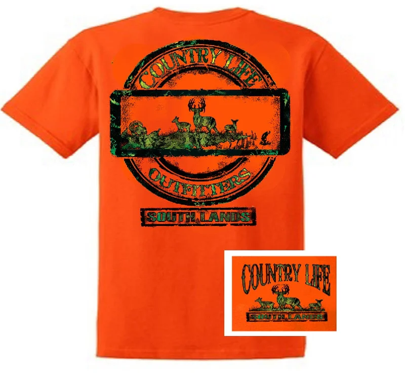 Sale Country Life Outfitters Deer Southlands Hill Hunt Vintage Unisex Orange Bright T Shirt