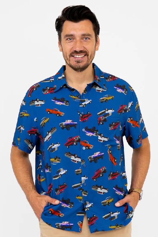 Dino Shirt, Blue Truck, Woven Bamboo