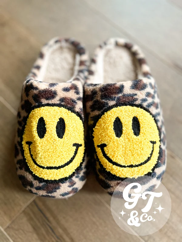 Leopard Happy Face Slippers