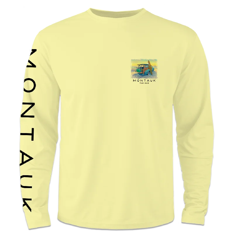 Men's Montauk Surf and Sports Montauk The End Woody Design Long Sleeve Tee