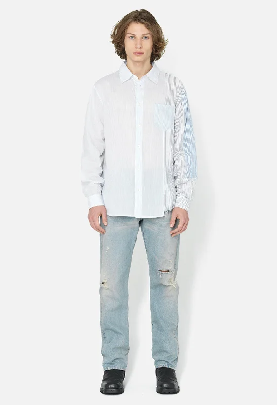 Paneled Button Up / Blue X White