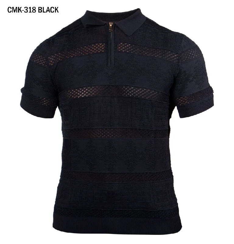 Prestige CMK-318 Short Sleeve Zipper Shirt - Black