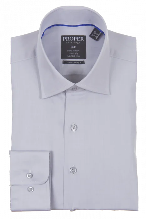 Proper Contemporary Fit Regular Cuff Pure Cotton Wrinkle Free Shirt - P720ET0R - Gray