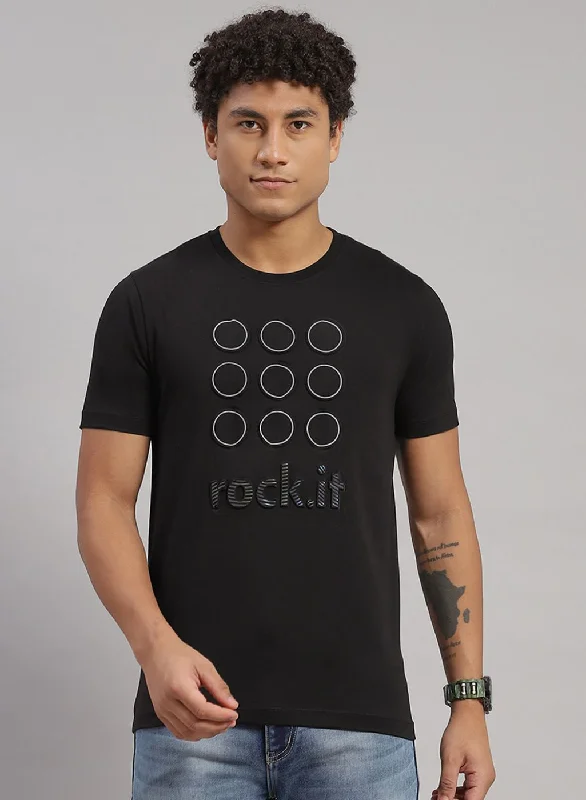 Men Black Printed T-Shirt