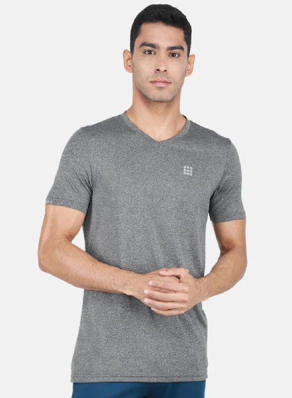 Rock-it Men Grey Solid T-Shirt