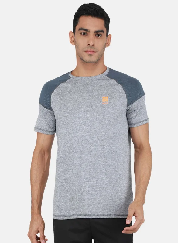 Rock-it Men Grey Solid T-Shirt